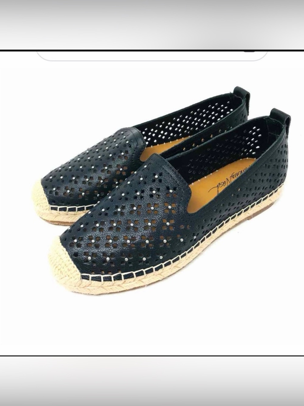 Patricia Nash Black Perforated Espadrille Flats